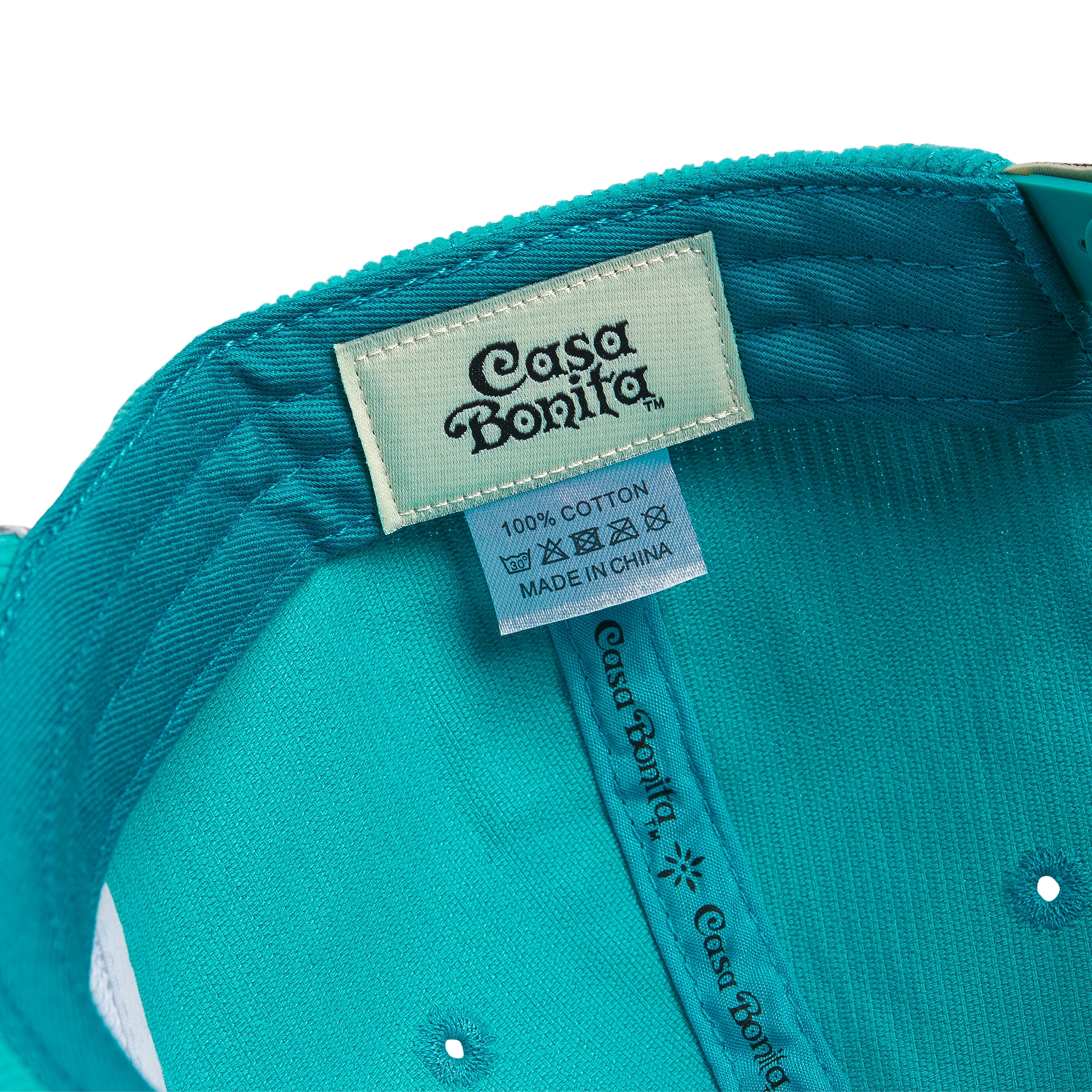 Casa Bonita Teal Corduroy and Cream Chain Stitched Unstructured Snapback - Image 3